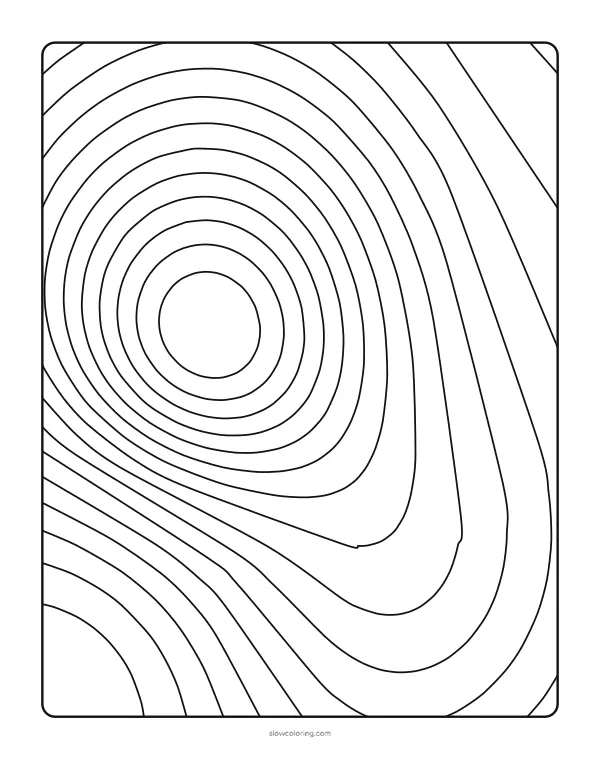 Smooth contour lines like a topographic map, forming rings and long flowing bands