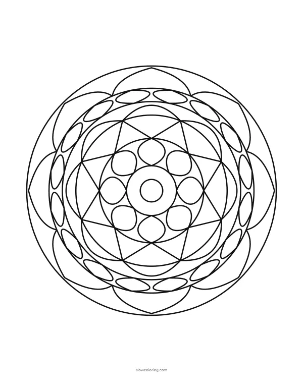 Easy mandala with 8 large petals and bold lines