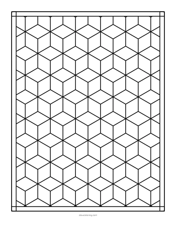 Easy geometric pattern of large blocks and triangles with bold lines