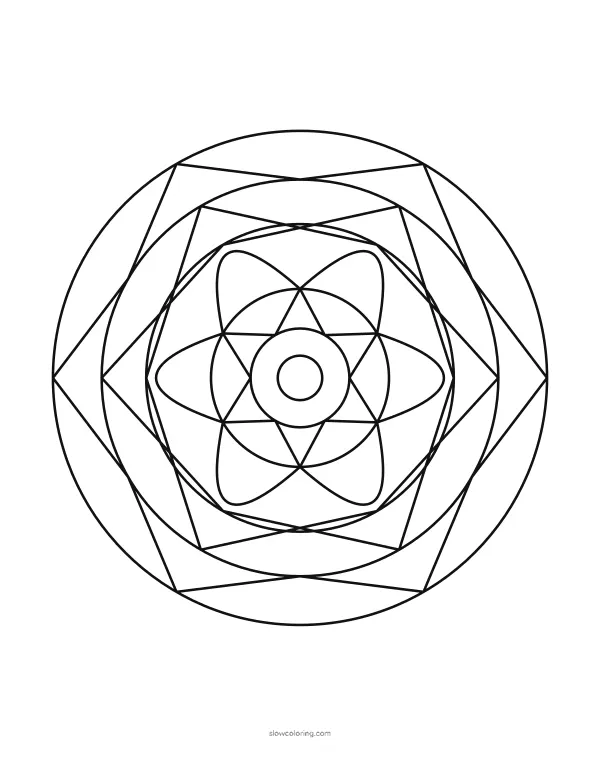 Easy six-fold mandala with large round shapes