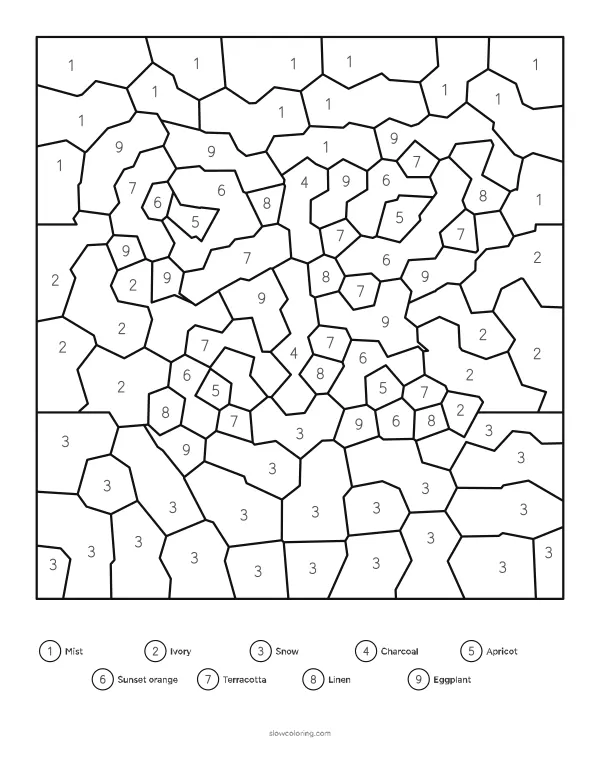 Easy color by number with big cells: an orange butterfly