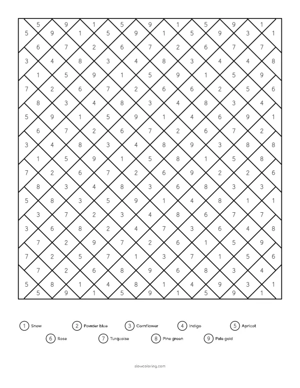 Geometric color by number: an argyle style diamond pattern