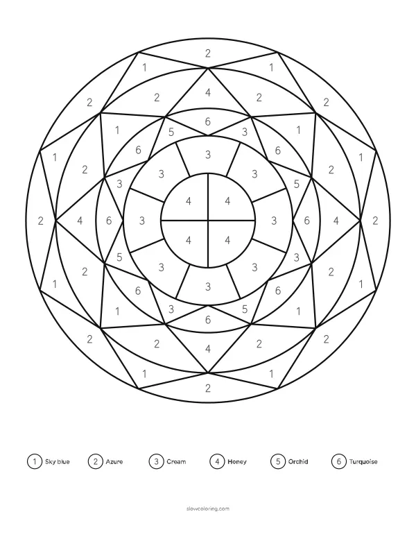 Color Mandala Color by Number 02 online