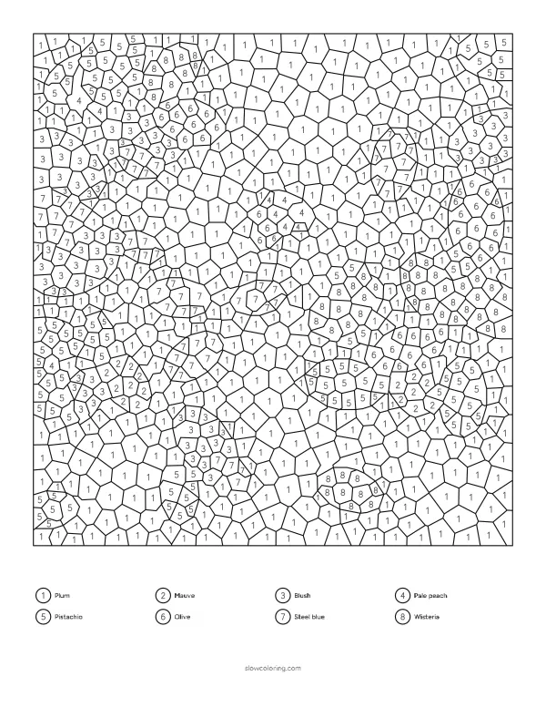 Abstract mosaic color by number: terrazzo chips on a plain ground