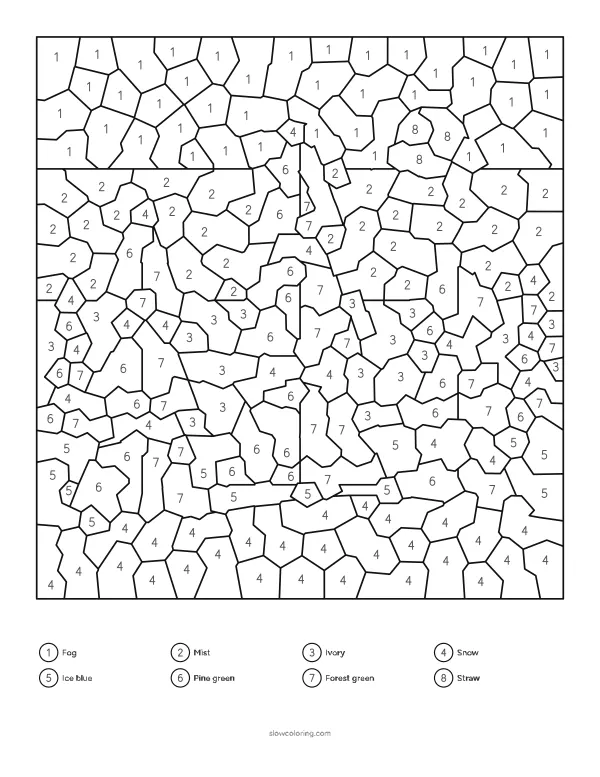 Color Snowy Pines Color by Number online