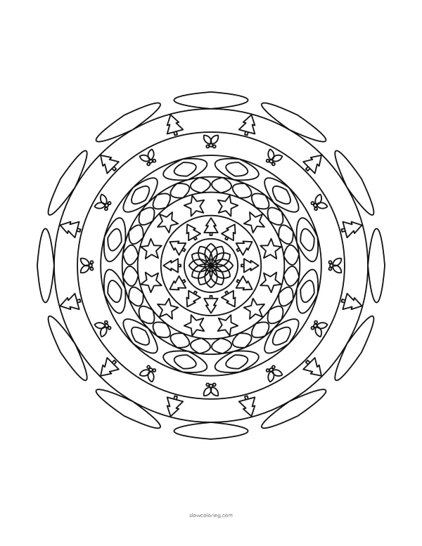 Christmas Mandala coloring page 07, medium, 12-fold symmetry