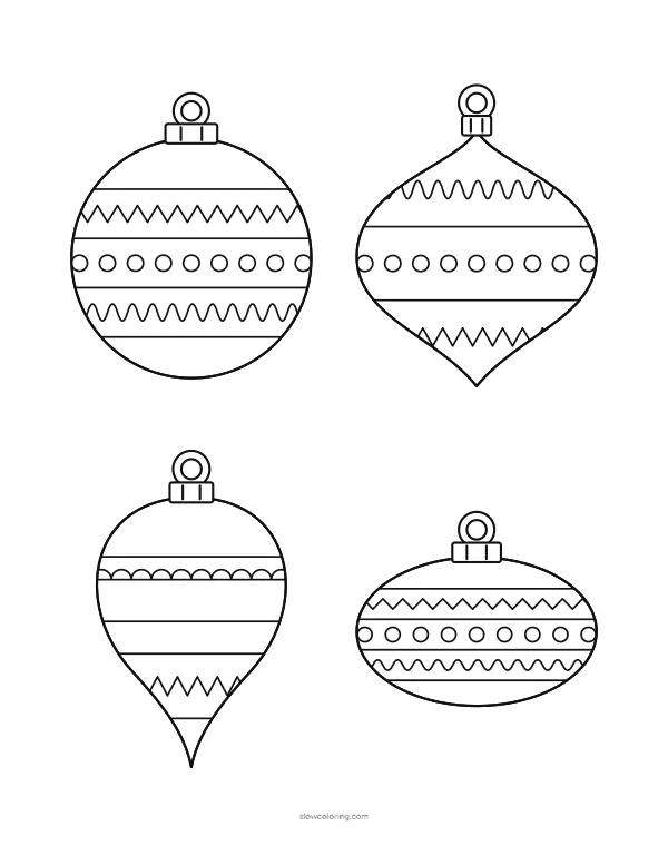Four ornament outlines divided into bands to decorate
