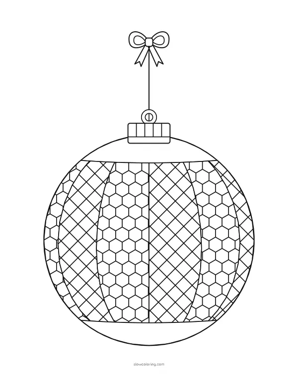 Round ornament divided into curved vertical segments with alternating patterns