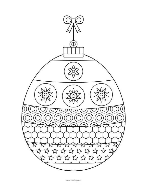 Egg-shaped ornament with bands of small rosettes and tangle patterns