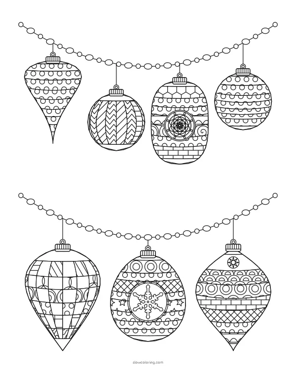 Two bead garlands with seven small detailed ornaments