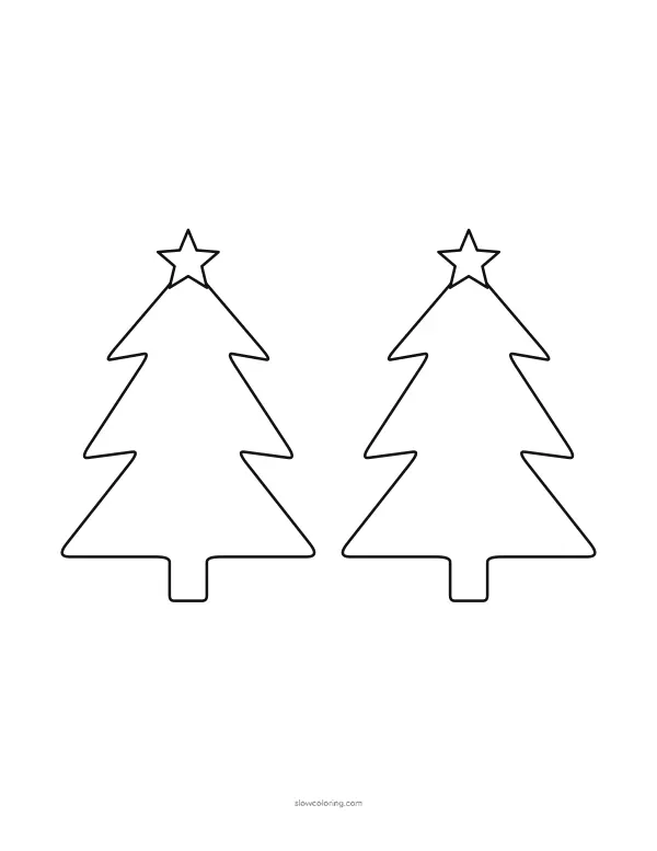 Two Christmas tree outlines side by side