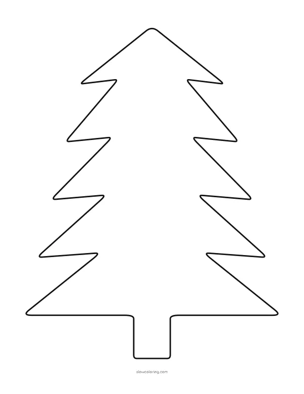 Tall Christmas tree outline with five tiers and a trunk