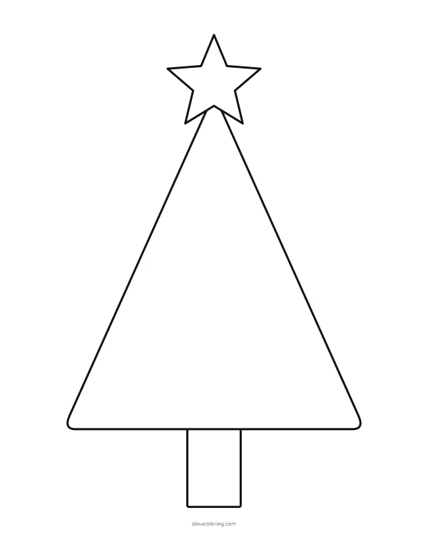 Easy triangle Christmas tree with a trunk and a star on top