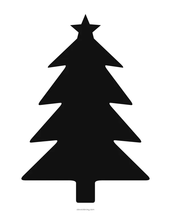 Solid black Christmas tree silhouette with a star