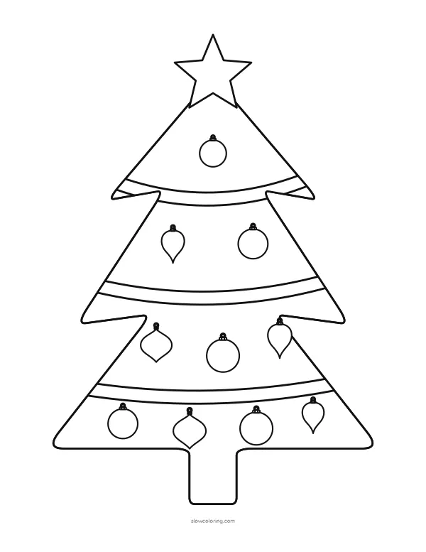 Christmas tree outline with garlands and blank ornaments to decorate