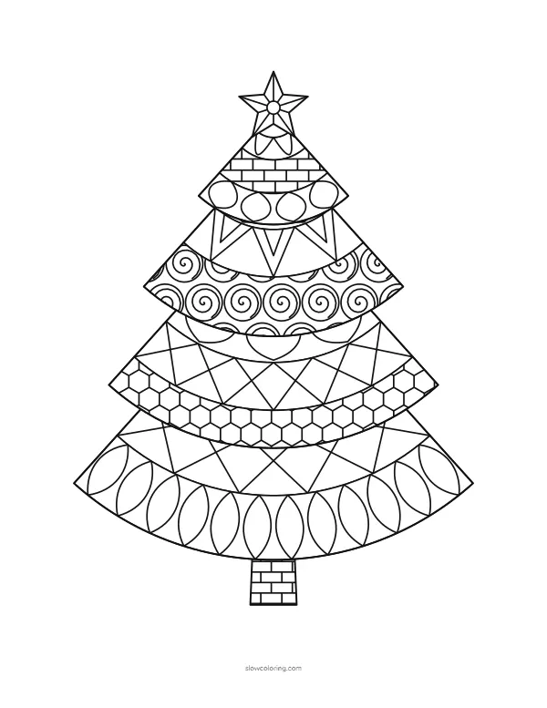 Christmas tree made of stacked mandala fans with petal rings