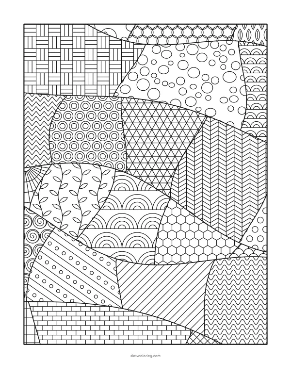 Page of wavy bands filled with fine tangle patterns