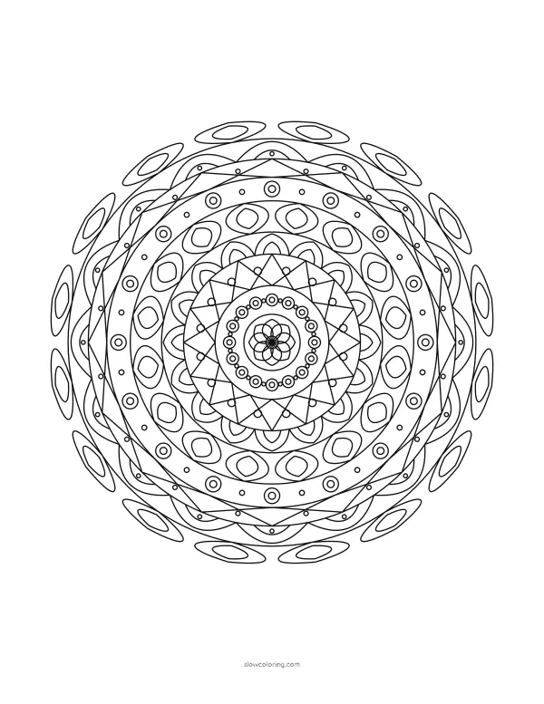 Detailed mandala with 16-fold symmetry and fine lace rings