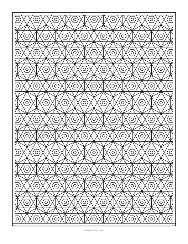 Detailed geometric pattern of hexagons and six-point stars