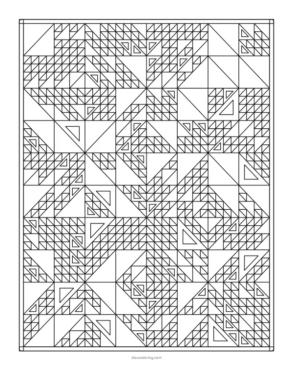 Detailed geometric pattern of small triangles in shifting rows
