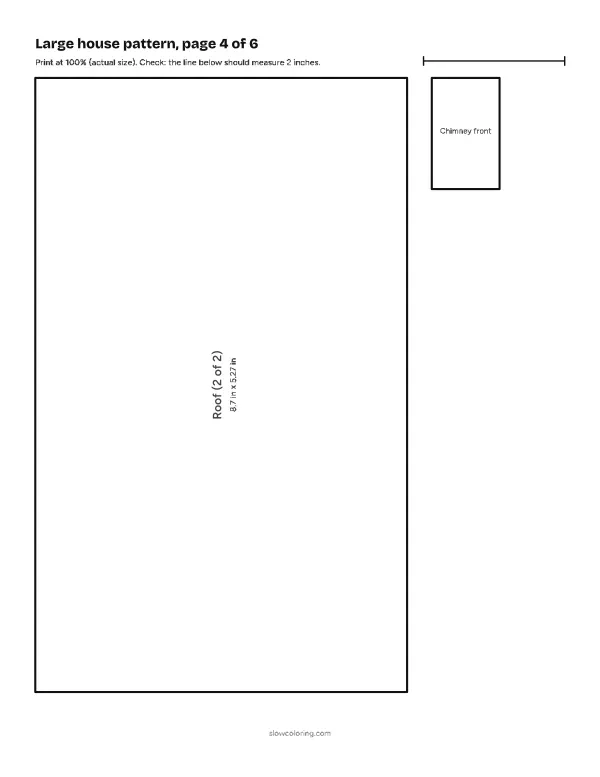 Large house gingerbread house template at actual size, page 4 of 6: pieces with labels and measurements