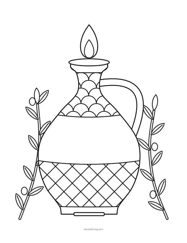 Color Oil Jug and Olive Branches 04 online
