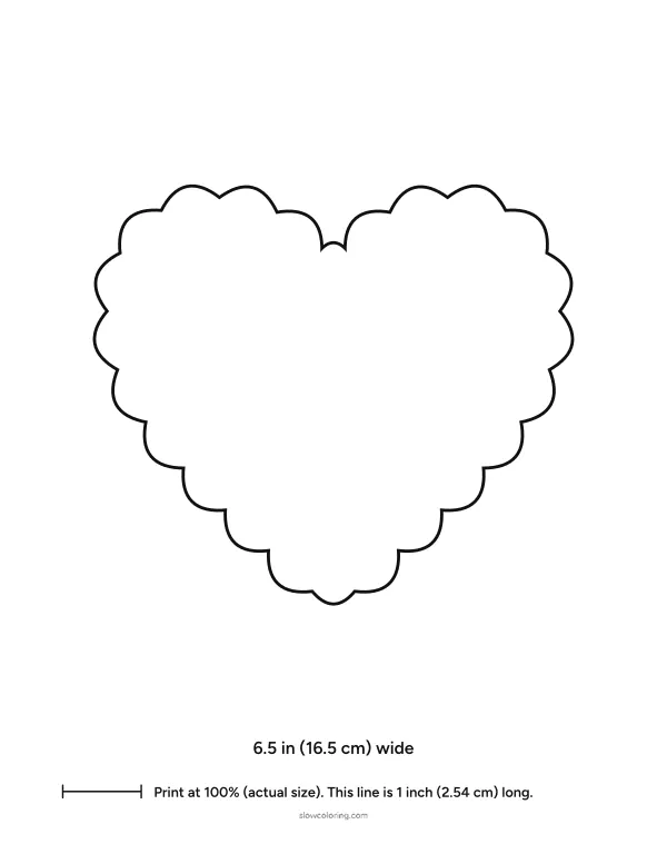 Large heart with a scalloped edge, 6.5 inches wide