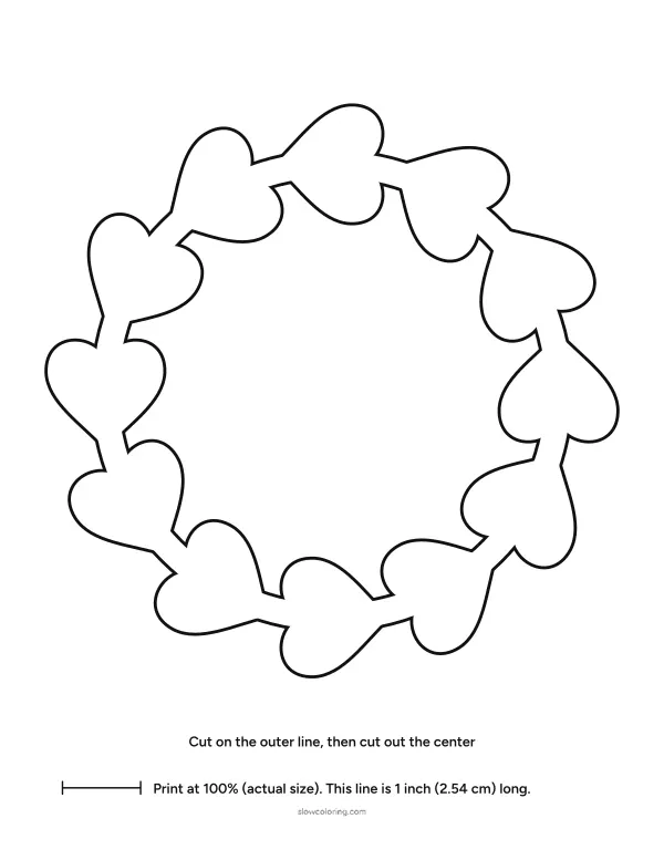 Ring with twelve small hearts around it, to cut out as a heart wreath