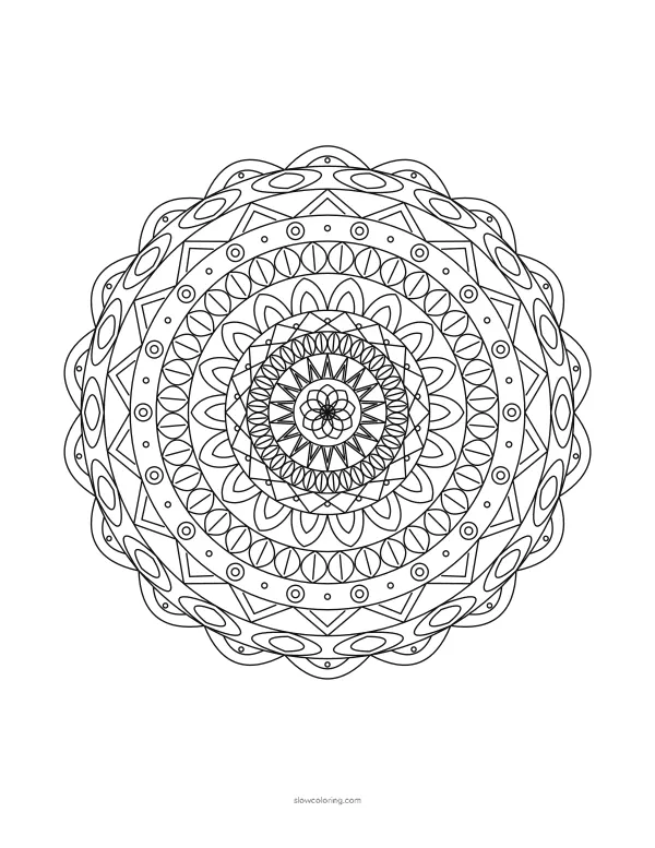 Detailed Mandala coloring page 11, detailed, 18-fold symmetry