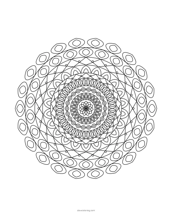 Detailed Mandala coloring page 12, detailed, 22-fold symmetry