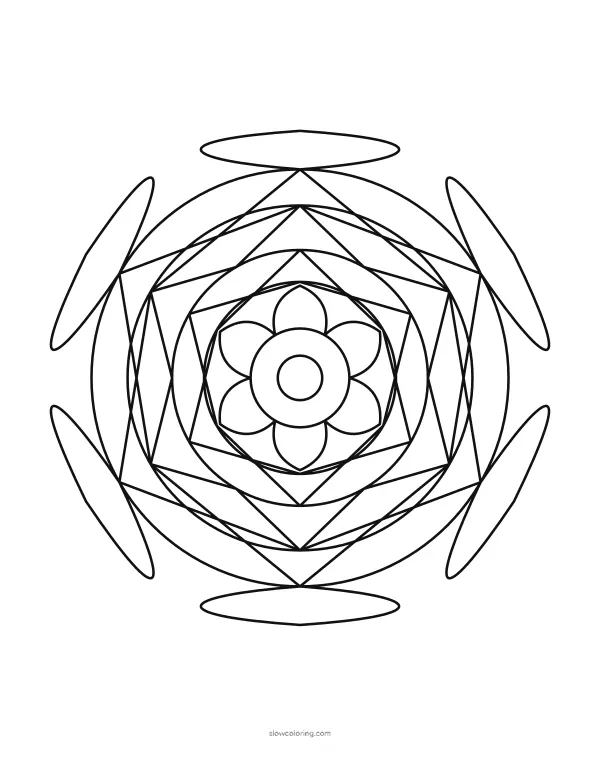 Easy Mandala coloring page 06, easy, 6-fold symmetry