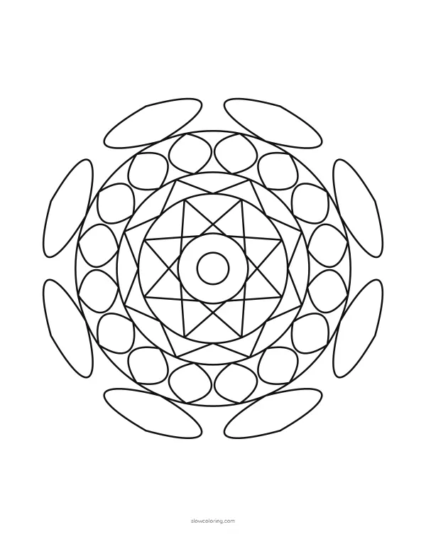 Easy Mandala coloring page 07, easy, 8-fold symmetry