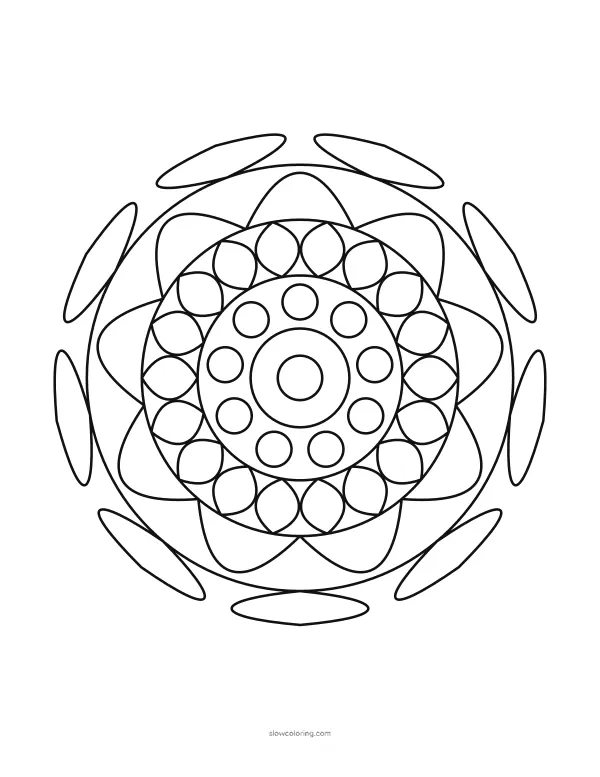 Easy Mandala coloring page 10, easy, 9-fold symmetry