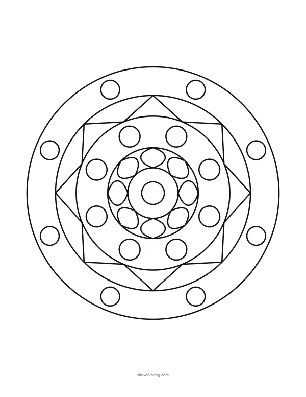 Easy Mandala coloring page 11, easy, 8-fold symmetry