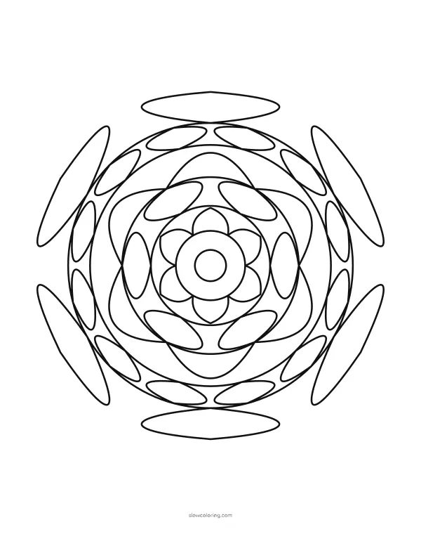 Easy Mandala coloring page 12, easy, 6-fold symmetry