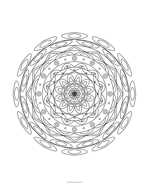 Mandala coloring page 05, detailed, 12-fold symmetry