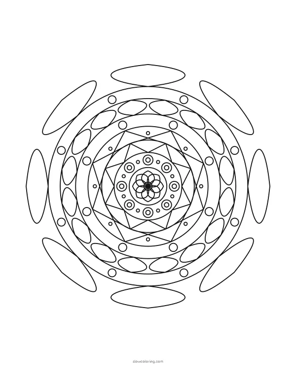 Mandala coloring page 06, medium, 8-fold symmetry