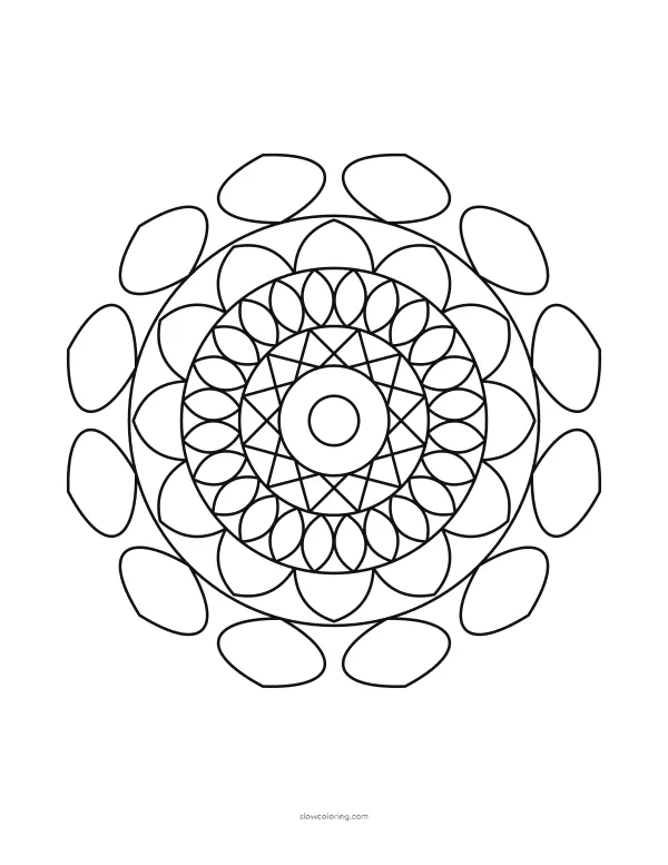 Mandala coloring page 08, easy, 12-fold symmetry