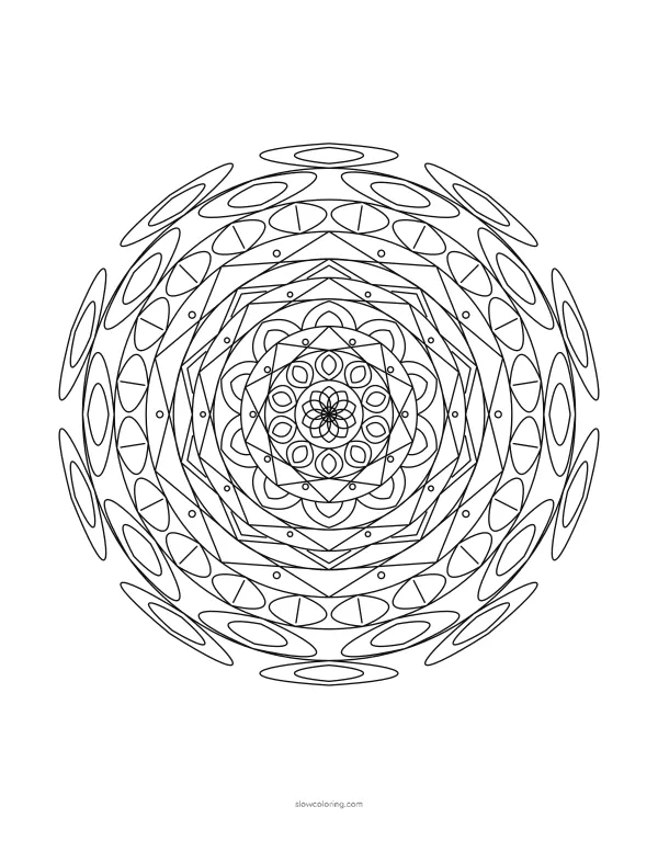 Mandala coloring page 09, detailed, 10-fold symmetry