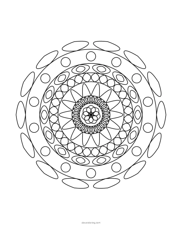 Mandala coloring page 11, medium, 14-fold symmetry