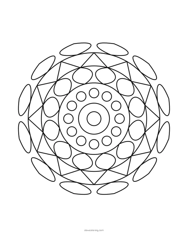 Mandala coloring page 13, easy, 12-fold symmetry