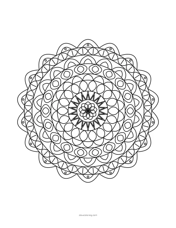 Mandala coloring page 14, medium, 18-fold symmetry