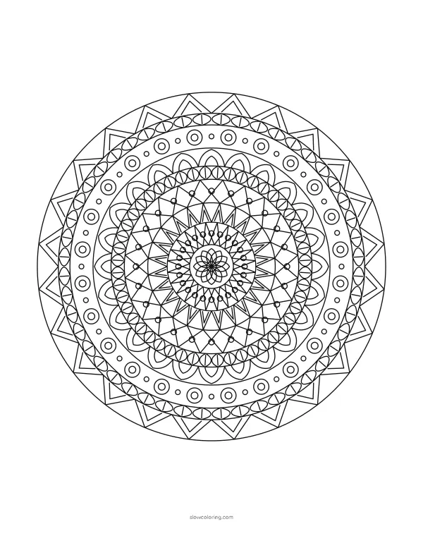 Mandala coloring page 15, detailed, 24-fold symmetry