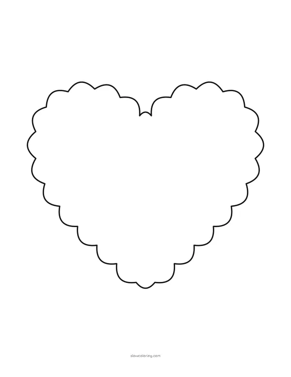 Heart outline with a scalloped edge, one per page
