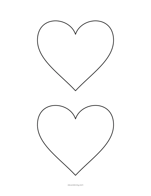 Two medium heart outlines stacked on one page