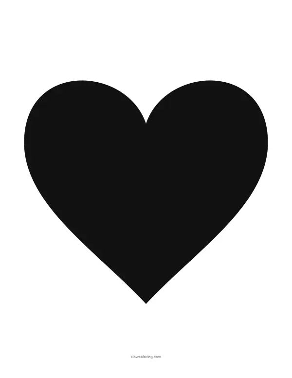 Solid black heart silhouette for cutting or stencils