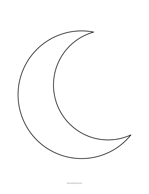Large thick crescent moon outline, one per page