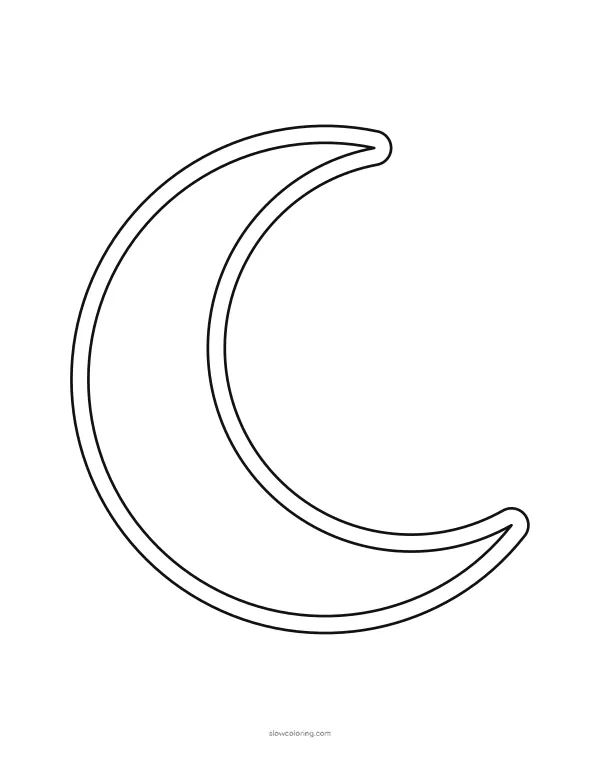 Crescent moon with a double outline, one per page