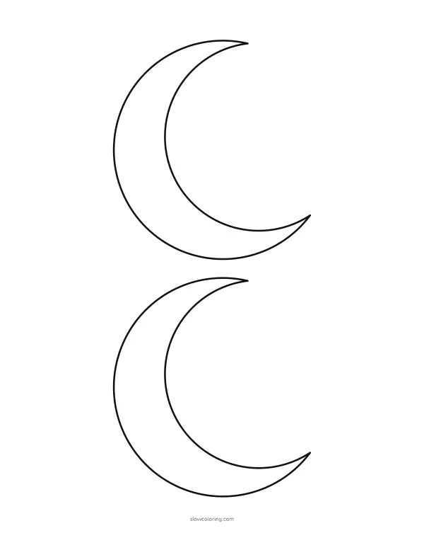 Two medium crescent moon outlines on one page