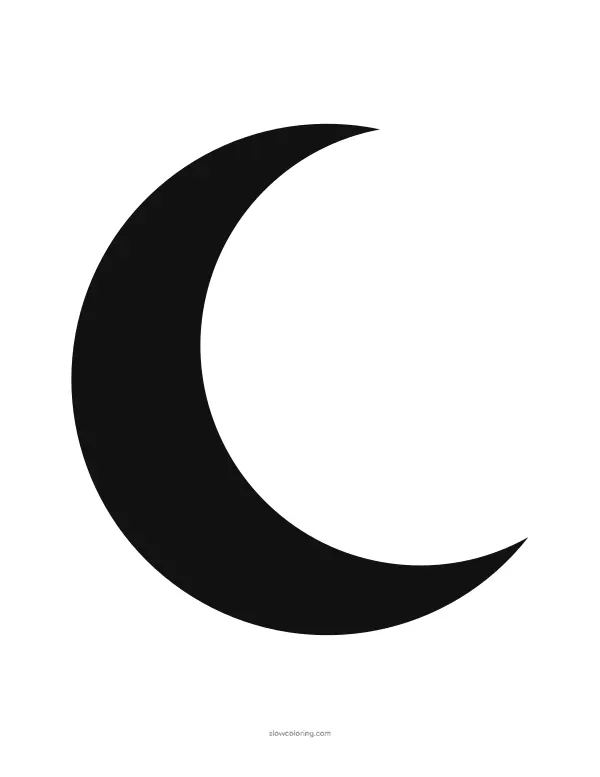 Solid black crescent moon silhouette for cutting or stencils